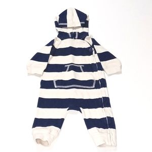 Baby Gap Navy and White Striped Onesie with a hood US 3-6 M